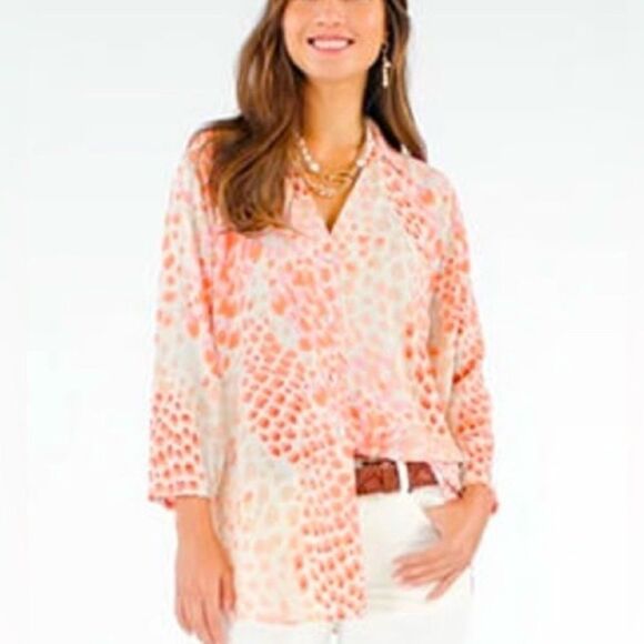 Cabi Peach Cheeky Go, Button Down Blouse. - Picture 1 of 4